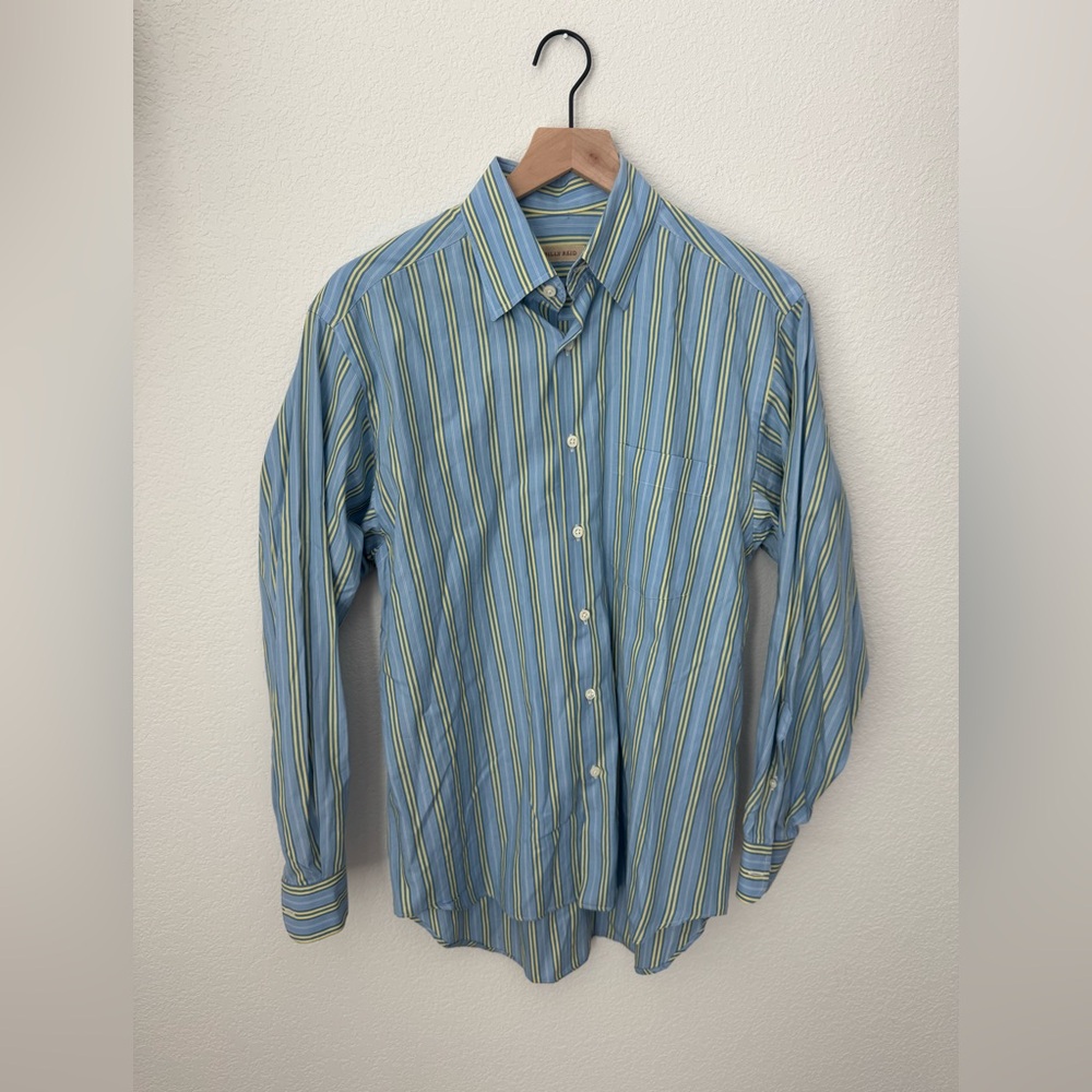 Billy Reid Blue and Yellow Striped Button Down - Small